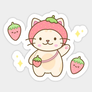 Strawberry cute cat Sticker